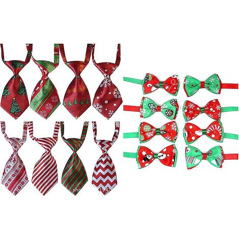 16 Colliers pour chiens et chats avec nœud papillon, décorations de Noël pour animaux de compagnie. (1/5)