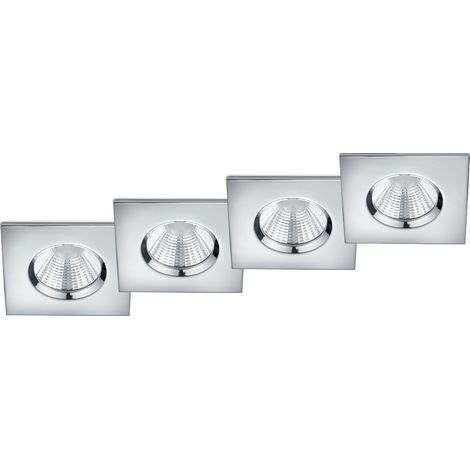 4er SET IP65 LED Deckeneinbaustrahler Silber Chrom eckig, dimmbar, 8,5cm (1/5)