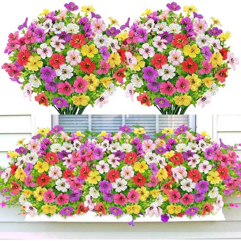 6 Mazzi Di Fiori Artificiali Viola Bianco Giallo Rosa Rossa, Fiore Artificiale di Plastica, Decorazione della casa Piante Artificiali (1/5)