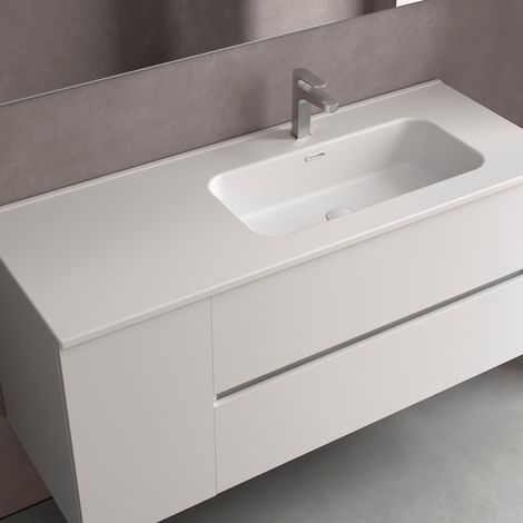Waschbecken CONSTANZA 900I ohne Siphon oder Clicker-Ablauf, Für Möbel 600 MATT-WEISS 910 x 20 x 460 mm (1/2)