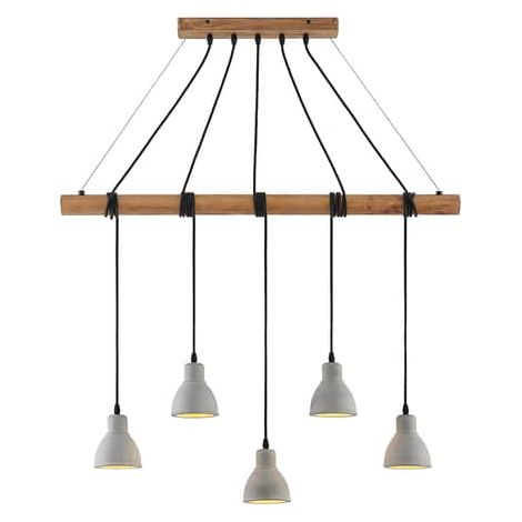 [NEUWERTIG] B-Ware Lindby Dorte Hängeleuchte Hängeleuchte Lampe Leuchte Aus Holz Und Beton Dunkel