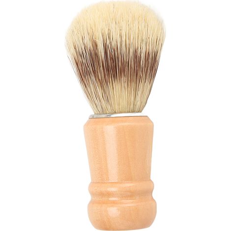 Brosse à barbe en bois léger, poils doux anti-résidus, accessoire rasage professionnel pour salon et maison. (1/5)