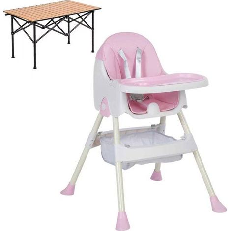 K IKIDO Seggiolone per bambini, Seggiolone Evolutivo, Da 6 mesi a 3 anni, seggiolino 2 in 1 con imbracatura a 5 punti, rosa (1/5)