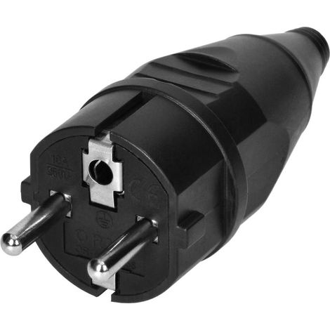 Werkstattstecker 2P+Z Uni-Schuko, schwarz (1/4)