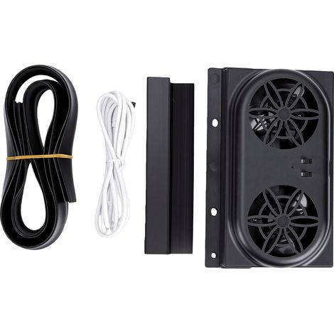 Ventilateur d'extraction solaire USB efficace et silencieux pour voiture, camping-car ou atelier : ventilation, circulation d'air, élimination des odeurs, noir (1/5)