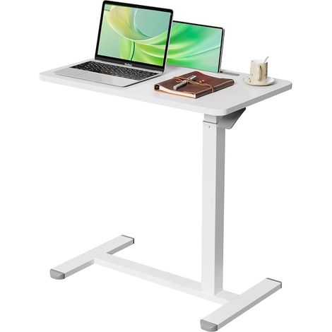 Mobile Standing Desk, Pneumatic Adjustable Portable Desk Table with Wheels, Small Mobile Laptop Desk for Sofa, Home (70 x 40 cm) (1/4)