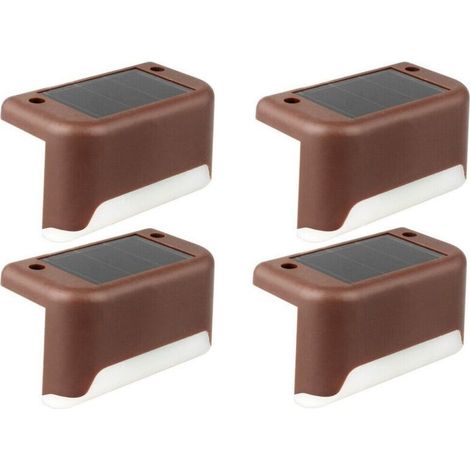 Lot de 8 lampes solaires étanches pour clôture, escaliers, clôture, cour, terrasse et chemin (marron, blanc chaud) [Classe énergétique A] (1/5)