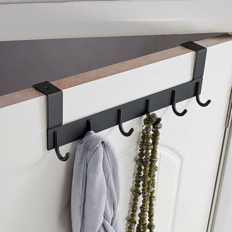royaluxe - 6 crochets espace noir crochets créatifs en aluminium porte-manteaux perforés gratuits porte de la chambre porte-manteaux et crochets à chapeau derrière la porte (1/4)