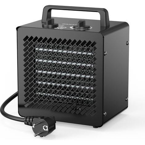 Elektro-Keramikheizer 3000W - Kompakter Gebläseheizer, schnelles Heizen fürs Büro - Schwarz [Energieklasse A]