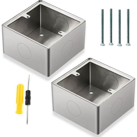 Boîtier encastré en acier inoxydable Boîtier encastré simple Boîtier encastré Ethernet 33 mm de profondeur Boîtier mural pour réseau Ethernet Plaque frontale 1 gang 86 mm x 86 mm x 33 mm (1/5)