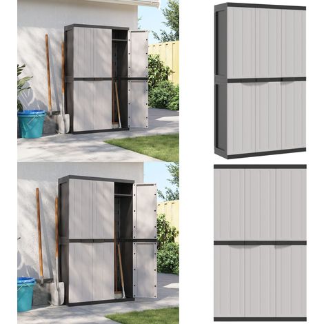 Armoire de rangement d'extérieur gris et noir 97x37x165 cm PP - Meuble ...