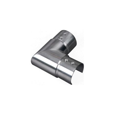 [QUALITE FRANCAISE] - Connecteur horizontal à 90° pour main courante verre tube de Ø42,4mm - Longueur visible 30mm épaisseur 2mm - Inox 316
