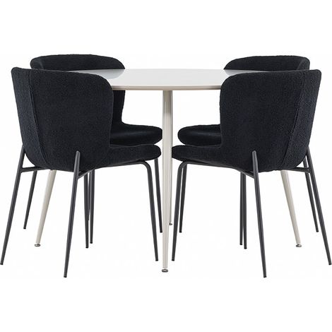 Plaza Essgruppe Tisch Ø120cm und 4 Teddy Stühle beige.