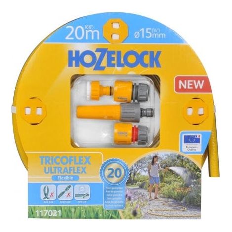 Manguera de jardin Hozelock Tricoflex Ultraflex Kit de riego de 15mm 20m (1/3)
