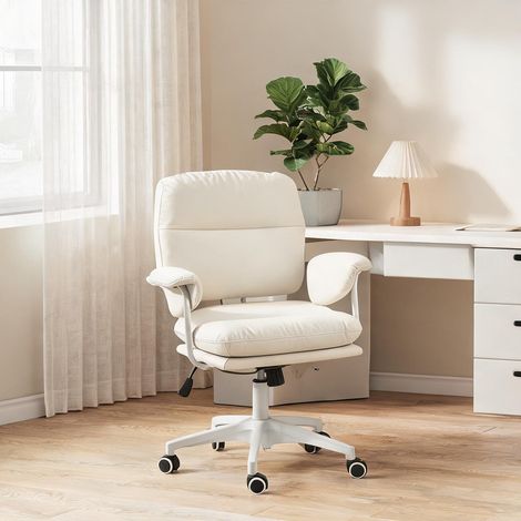 Chaise de bureau coloris blanc en bonded cuir 65 x 64 x 98 cm (1/5)