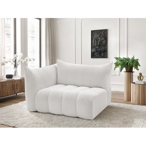 BOBOCHIC - Chauffeuse 2 places avec accoudoir pour canapé modulable AZRA tissu bouclette Angle gauche  Blanc