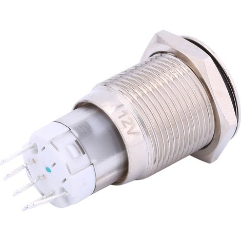 Bouton poussoir à verrouillage métallique 16mm 12V LED, 1 contact NO et 1 NC, interrupteur à bascule (1/5)