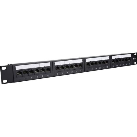 Panneau de Brassage CAT6 Montable en Rack 24 Ports Cadre de Ligne de Force testé par de Câble Réseau Gigabit plaqué or (1/5)