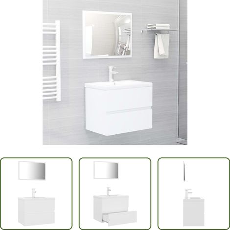Armoire d'évier - Meubles de salle de bain blanc bois d'ingénierie (1/5)