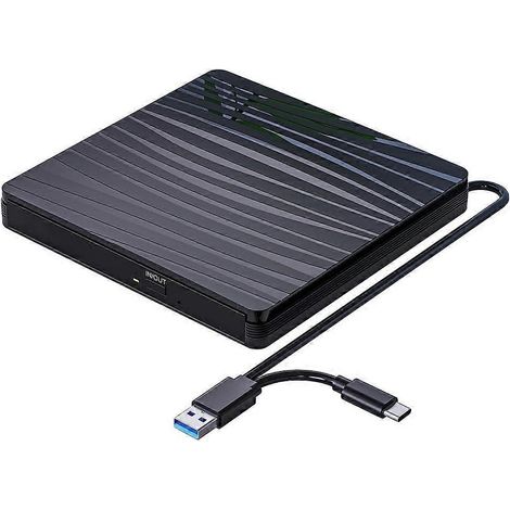 Lecteur CD/DVD externe pour ordinateur portable, graveur CD/DVD +/-RW portable USB 3.0 et Type-C, lecteur/graveur optique, lecteur DVD (1/5)