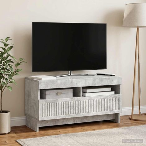 Meuble TV LED Gris béton Bois d'ingénierie (1/5)