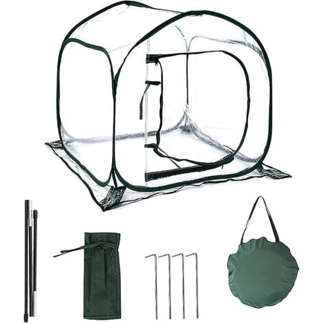 QORVA-Mini Serre Pop up Grow House, Couverture de Serre intérieure extérieure en PVC, Petit abri de Fleurs de Jardin Portable - 80 x 80 x 80 cm - RWMini serre et serre de balcon