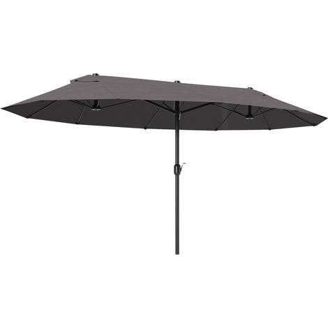 Parasol double de jardin 460 x 270 x 240 cm, anti-UV, avec manivelle, pour terrasse, patio ou piscine, gris. (1/5)