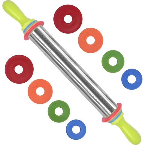 Rodillo Para Masa - Acero Inoxidable 430 - Con Soportes Ajustables 2 3 6 10 Mm - Ideal Para Pizza Pasta Galletas - 1 Unidad (1/5)