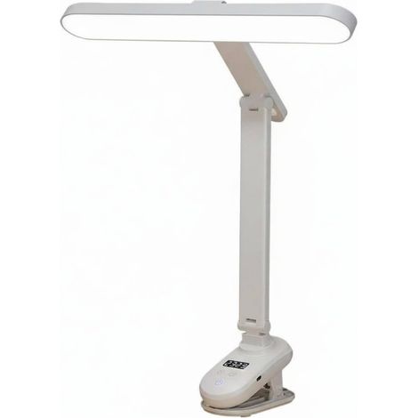 Verstellbare, flimmerfreie LED-Klemmleuchte mit Uhr, Augenschutz, faltbare Schreibtischlampe mit Uhr für Schüler, Schlafzimmer, Uhr (1/3)