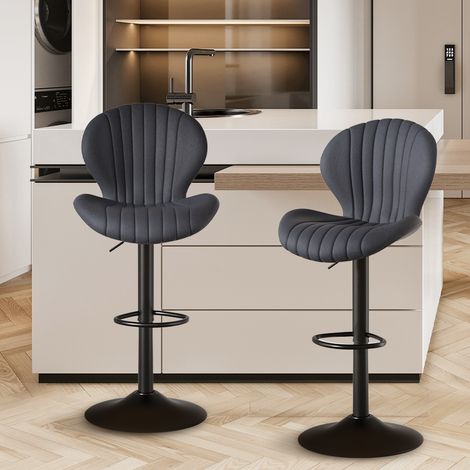 Tabouret de bar, lot de 2, chaise de bar Chaises de cuisine avec dossier et repose-pieds pour la cuisine Gris foncé (1/5)