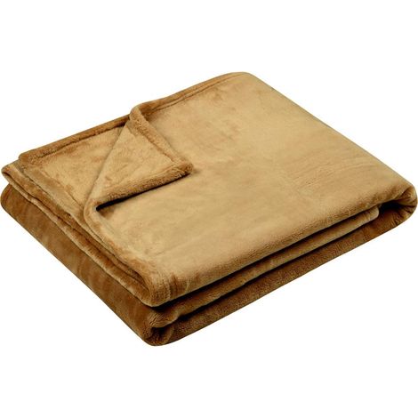 Plaid polaire doudou camel 130 × 160 cm (1/2)