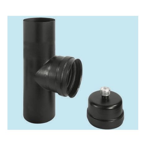 RACCORDO T IN ACCIAIO PESANTE SMALTATO PORCELLANATO F/F PELLET ECO CM.10 (1/2)