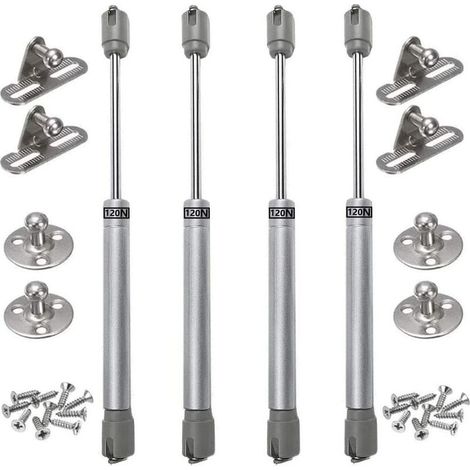 Lot de 4 vérins à gaz 120N – Plastique ABS et alliage de zinc – Amortisseurs pour portes d'armoire – Installation facile avec tournevis (1/5)