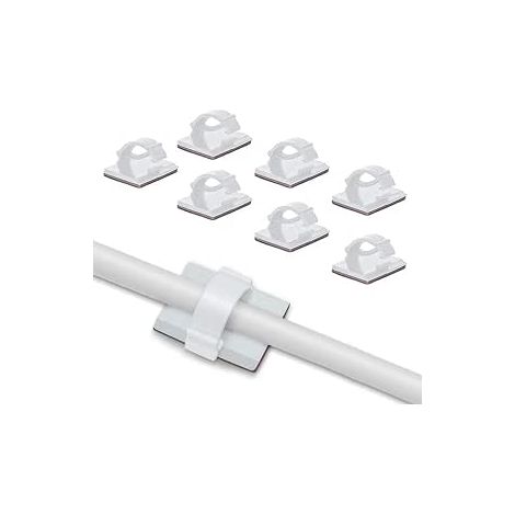 SHINING HOUSE 100PCS Clips Câbles Adhésif Durables, Rangement de Cordon Serre-Câbles, Gestion de Câble Support Organiseur de Fils Electriques Réglable pour Bureau/Maison/TV/Chargeur/Voiture/PC (Blanc) (1/4)