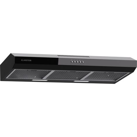 Klarstein Contempo 90 - Cappa aspirante sottopensile, 90 cm, 200 m³/ora, LED, acciaio inox, vetro acrilico