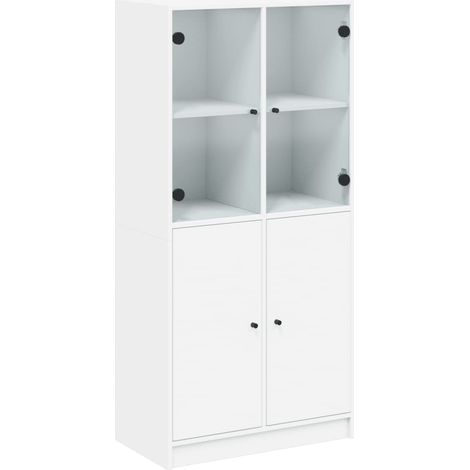 Aparador Cómoda Mueble Almacenamiento Organizador Cocina Salón Salón Alto con Puertas 68 x 37 x 142 cm Blanco Madera Contrachapada 020032227
