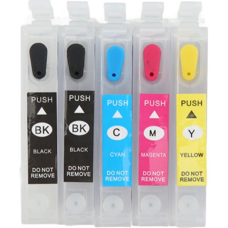 Cartouches d'encre de remplacement pour Epson ICBK59/ICBK59/ICC59/ICM59/ICY59 (cartouches 5 couleurs) (1/5)