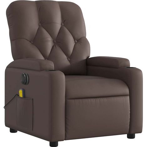 Sillón relax TV con función de masaje eléctrico reclinable y 6 puntos de masaje en PVC marrón DEC027203 (1/5)
