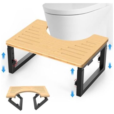 QORVA-Tabouret Toilette – Tabouret physiologique WC Ergonomique, Ajustable, Hauteur réglable, Design Mini et Pliable, Aide à Une Posture Naturelle, idéal pour Adultes et Enfants