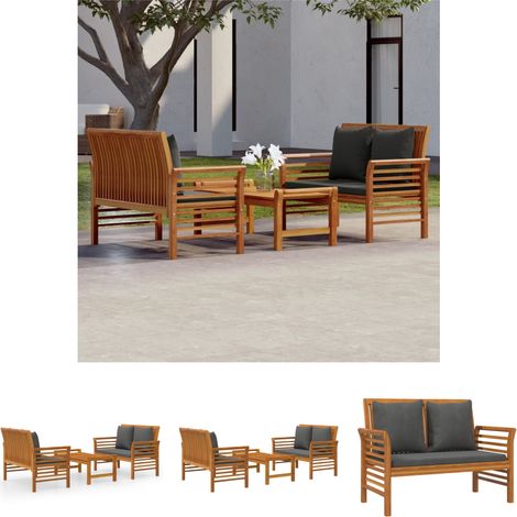 Gartenlounge - vidaXL 3-tlg. Garten-Lounge-Set mit Kissen Massivholz Akazie - Gartenbank mit Kissen (1/5)