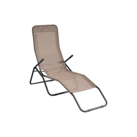 Fauteuil en fer gris avec textilène gris tourterelle MALIGI HOME MG-ADELE Tortora (1/2)