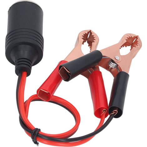 Câble batterie avec pinces crocodiles en cuivre, 2 prises allume-cigare femelles universelles, adaptateur 36V 10A, 18AWG, 28cm (1/5)