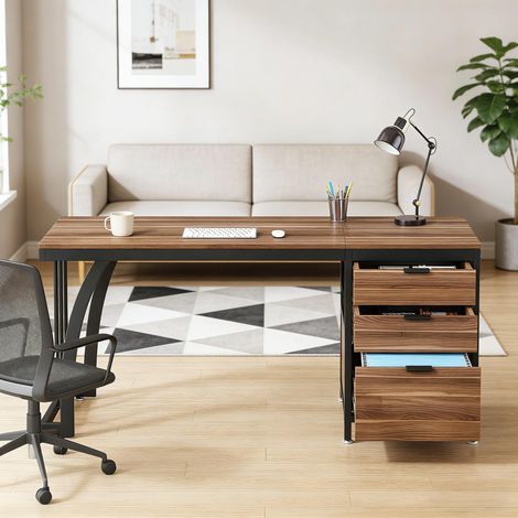 Bureau design élégant avec large surface de travail, table informatique (table uniquement)