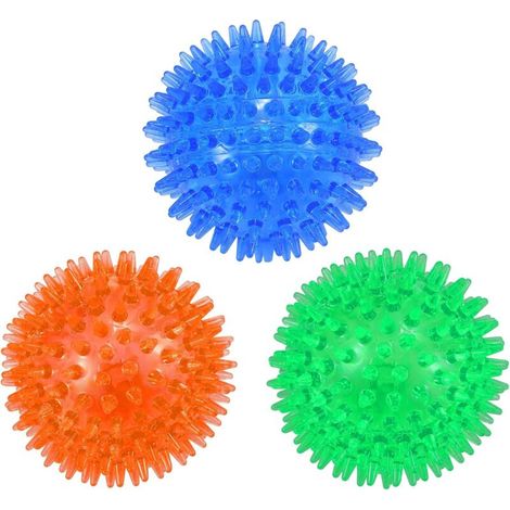 Juego de 3 pelotas chirriantes para perros, pelotas masticables para perros, juguetes flotantes para piscina, juguetes para cachorros para buscar, juguetes para masticar para el aburrimiento (1/4)