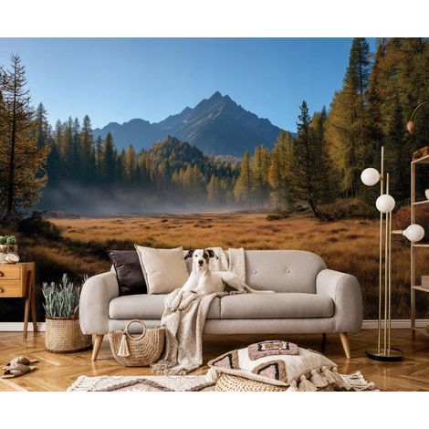 Fototapete Berge Wald Landschaft Natur, für Wohnzimmer und Schlafzimmer, 150 x 105 cm – Komplettset inkl. Kleister & Anleitung (1/5)