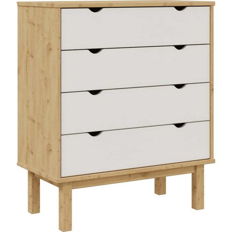 Maison Exclusive - Cassettiera OTTA Marrone e Bianco 76,5x39,5x90 cm Legno di Pino (1/5)