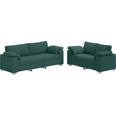 vidaXL Sofá 2 uds. Verde oscuro tela (1/2)