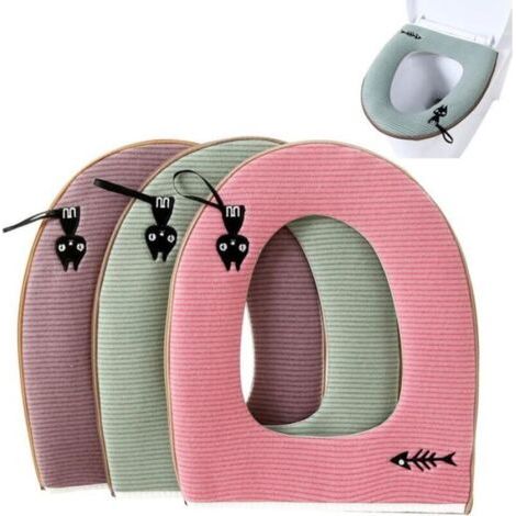 BUNTHAUS 3pcs Housse de WC, Housse de Siège de Toilette Abattant WC Coussin Lavable Toilet Seat Cover Cushion Toilet Cover