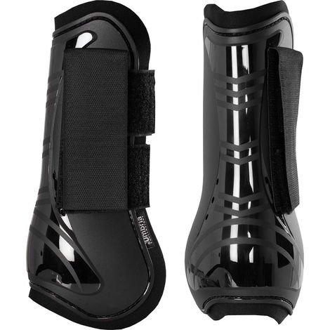 Cob, Nero: Coppia di paratendini in neoprene con rinforzo in plastica e chiusura in tessuto a strappo