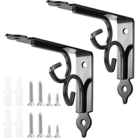 2 Pièces Équerre pour Étagere Murale, Supports Étagère Murale, Triangulaires 90 Degrés Équerre de Fixation, Support Angle Métal pour Étagère de Livres, Cuisine - Noir